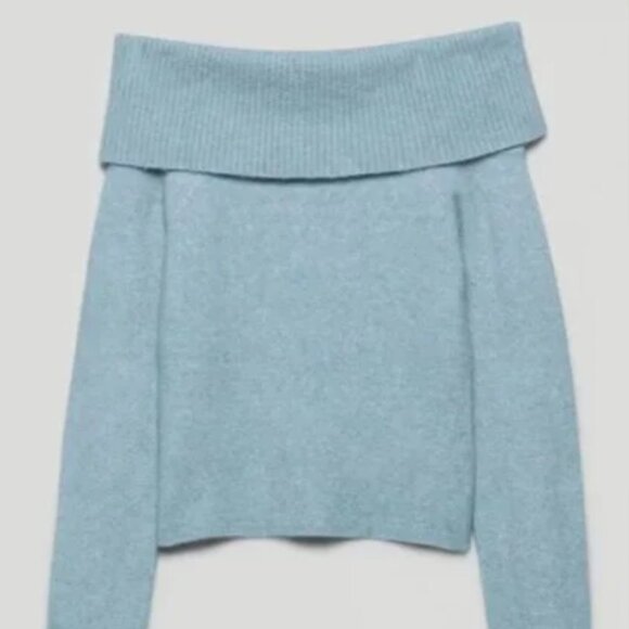Aritzia blue off the shoulder sweater - Picture 1 of 3